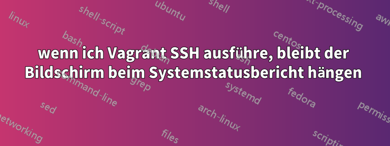 wenn ich Vagrant SSH ausführe, bleibt der Bildschirm beim Systemstatusbericht hängen