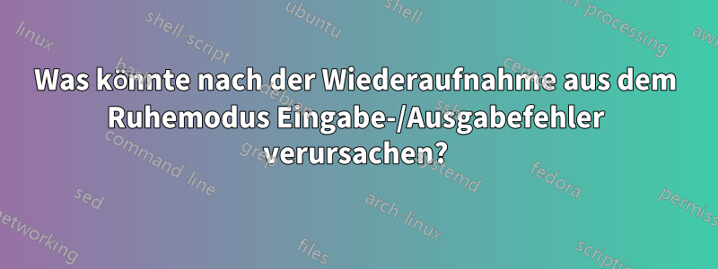 Was könnte nach der Wiederaufnahme aus dem Ruhemodus Eingabe-/Ausgabefehler verursachen?