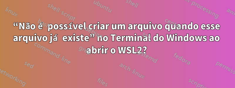 “Não é possível criar um arquivo quando esse arquivo já existe” no Terminal do Windows ao abrir o WSL2?