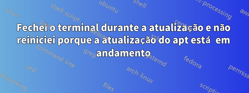 Fechei o terminal durante a atualização e não reiniciei porque a atualização do apt está em andamento
