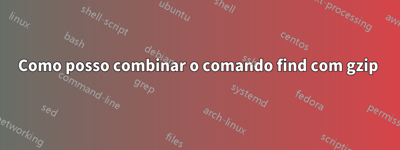 Como posso combinar o comando find com gzip