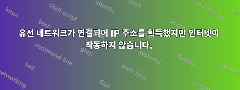 유선 네트워크가 연결되어 IP 주소를 획득했지만 인터넷이 작동하지 않습니다.