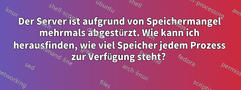 Der Server ist aufgrund von Speichermangel mehrmals abgestürzt. Wie kann ich herausfinden, wie viel Speicher jedem Prozess zur Verfügung steht? 