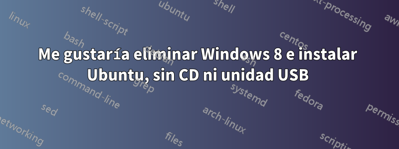 Me gustaría eliminar Windows 8 e instalar Ubuntu, sin CD ni unidad USB