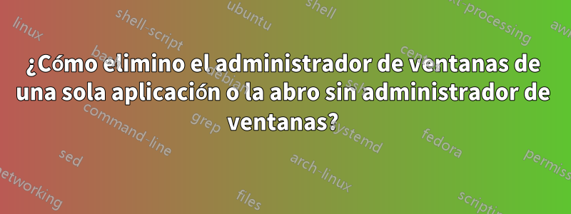 ¿Cómo elimino el administrador de ventanas de una sola aplicación o la abro sin administrador de ventanas?