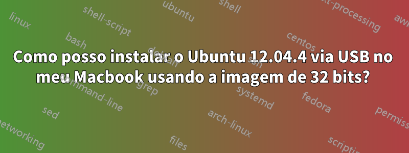 Como posso instalar o Ubuntu 12.04.4 via USB no meu Macbook usando a imagem de 32 bits?