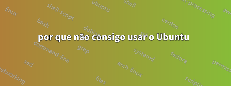 por que não consigo usar o Ubuntu 