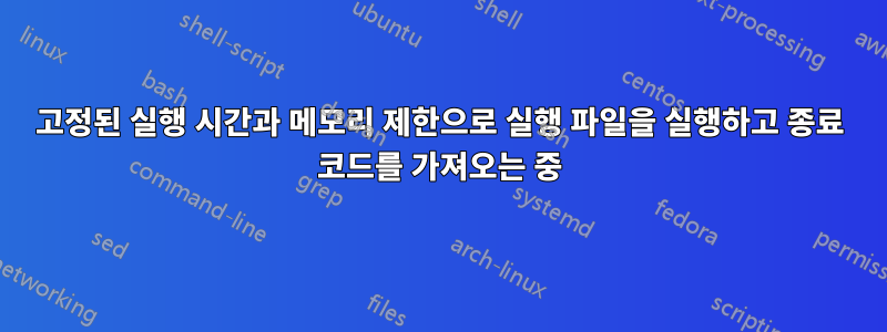 고정된 실행 시간과 메모리 제한으로 실행 파일을 실행하고 종료 코드를 가져오는 중