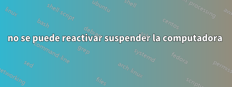 no se puede reactivar suspender la computadora