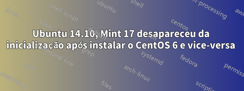 Ubuntu 14.10, Mint 17 desapareceu da inicialização após instalar o CentOS 6 e vice-versa