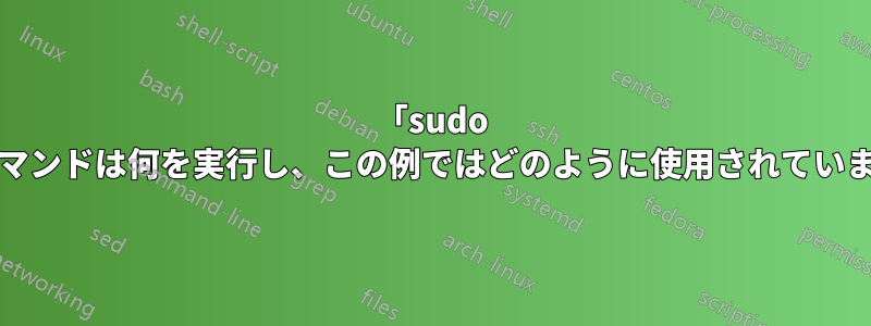 「sudo -s」コマンドは何を実行し、この例ではどのように使用されていますか?