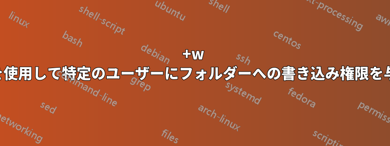 +w 表記を使用して特定のユーザーにフォルダーへの書き込み権限を与える