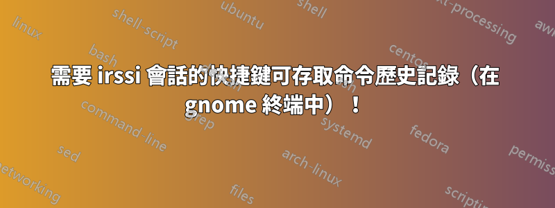 需要 irssi 會話的快捷鍵可存取命令歷史記錄（在 gnome 終端中）！