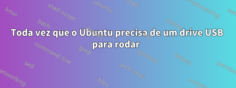 Toda vez que o Ubuntu precisa de um drive USB para rodar 