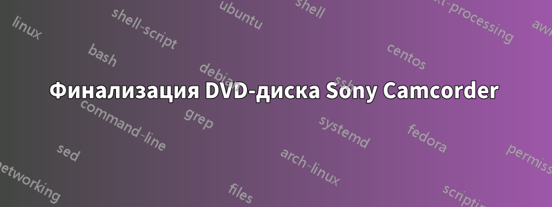 Финализация DVD-диска Sony Camcorder
