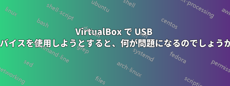 VirtualBox で USB デバイスを使用しようとすると、何が問題になるのでしょうか?