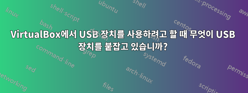 VirtualBox에서 USB 장치를 사용하려고 할 때 무엇이 ​​USB 장치를 붙잡고 있습니까?