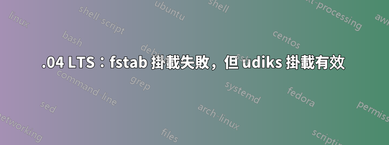 12.04 LTS：fstab 掛載失敗，但 udiks 掛載有效