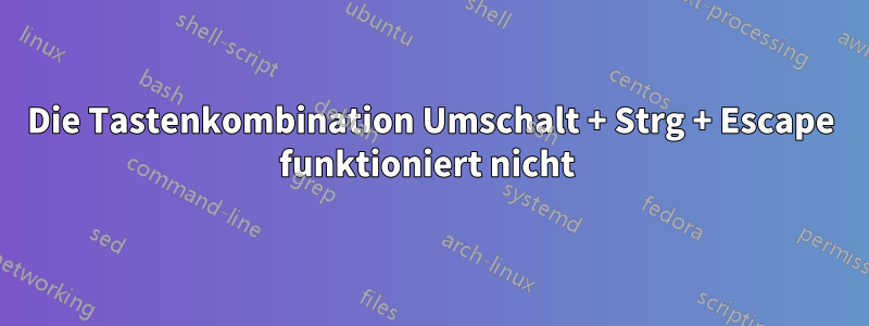 Die Tastenkombination Umschalt + Strg + Escape funktioniert nicht 