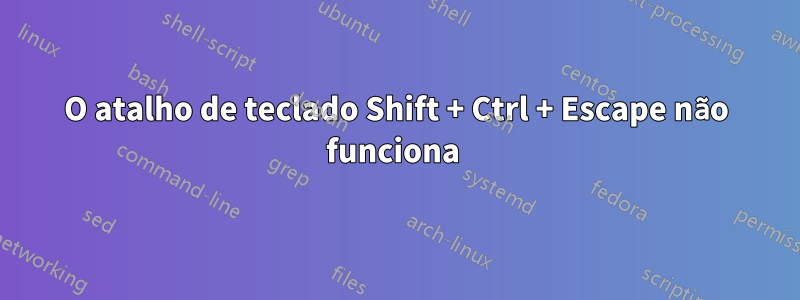 O atalho de teclado Shift + Ctrl + Escape não funciona 