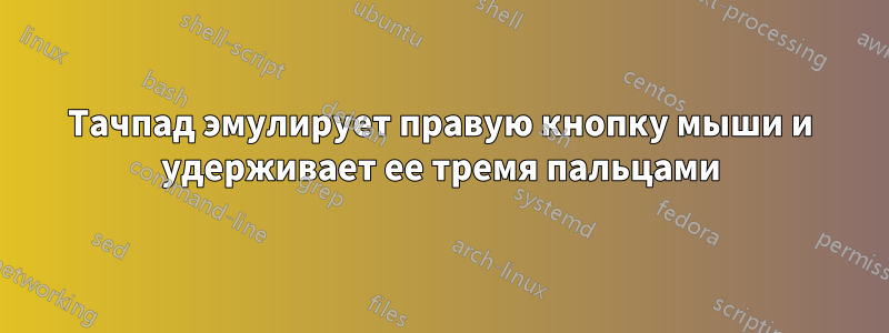 Тачпад эмулирует правую кнопку мыши и удерживает ее тремя пальцами