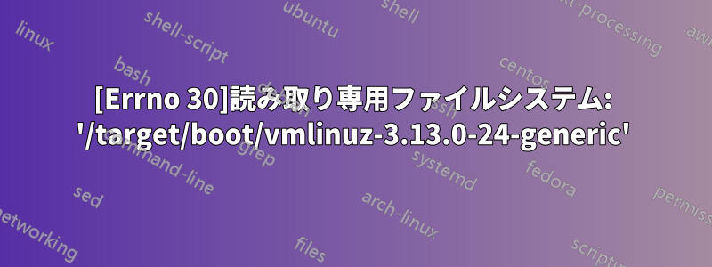 [Errno 30]読み取り専用ファイルシステム: '/target/boot/vmlinuz-3.13.0-24-generic'