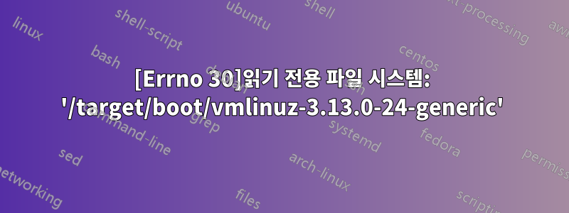 [Errno 30]읽기 전용 파일 시스템: '/target/boot/vmlinuz-3.13.0-24-generic'