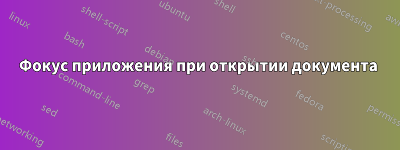 Фокус приложения при открытии документа