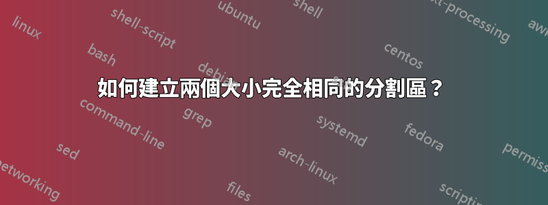 如何建立兩個大小完全相同的分割區？