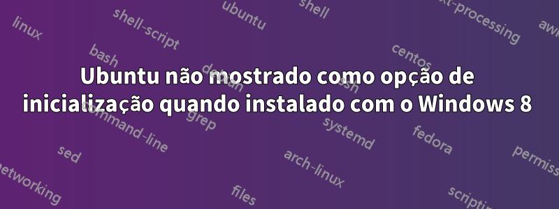 Ubuntu não mostrado como opção de inicialização quando instalado com o Windows 8