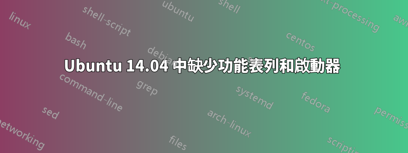 Ubuntu 14.04 中缺少功能表列和啟動器