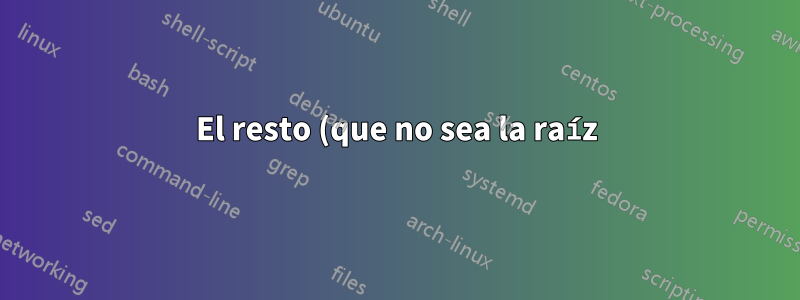 El resto (que no sea la raíz) de la partición no se muestra