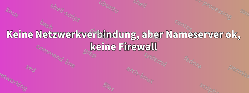 Keine Netzwerkverbindung, aber Nameserver ok, keine Firewall