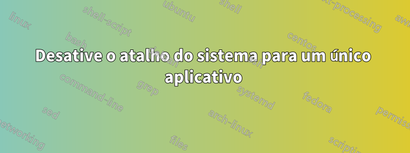 Desative o atalho do sistema para um único aplicativo