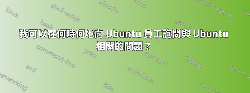 我可以在何時何地向 Ubuntu 員工詢問與 Ubuntu 相關的問題？