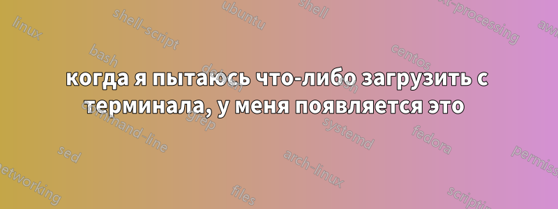 когда я пытаюсь что-либо загрузить с терминала, у меня появляется это 