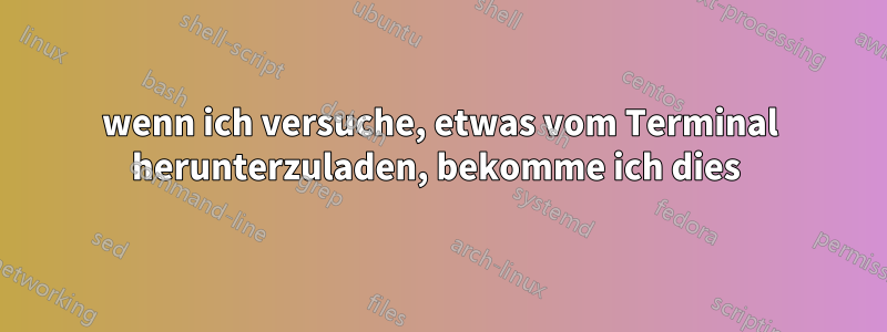 wenn ich versuche, etwas vom Terminal herunterzuladen, bekomme ich dies 