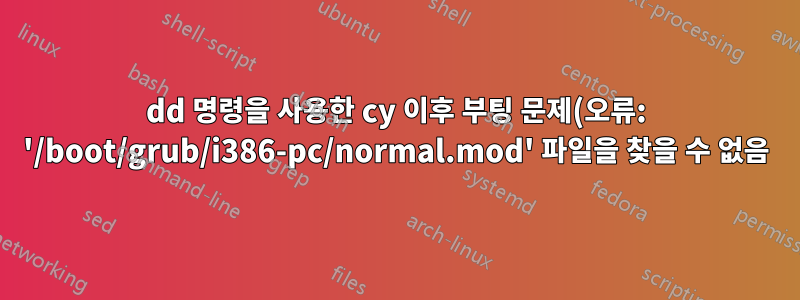 dd 명령을 사용한 cy 이후 부팅 문제(오류: '/boot/grub/i386-pc/normal.mod' 파일을 찾을 수 없음)