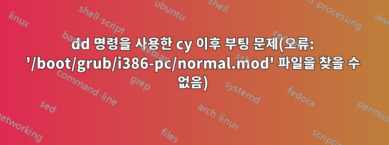 dd 명령을 사용한 cy 이후 부팅 문제(오류: '/boot/grub/i386-pc/normal.mod' 파일을 찾을 수 없음)