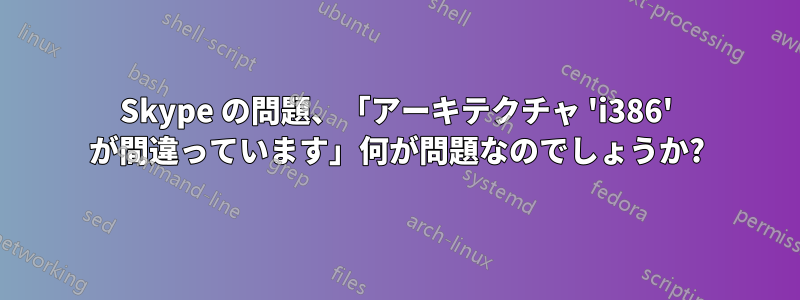 Skype の問題、「アーキテクチャ 'i386' が間違っています」何が問題なのでしょうか?