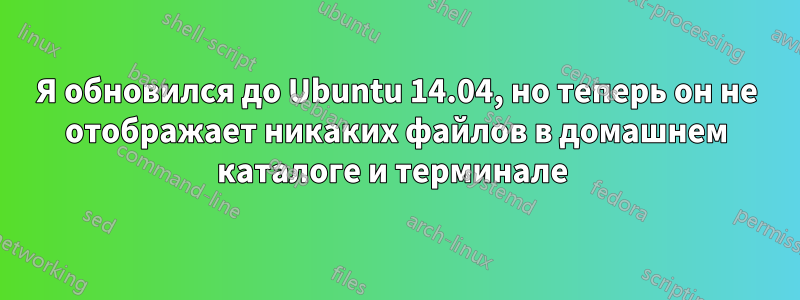 Я обновился до Ubuntu 14.04, но теперь он не отображает никаких файлов в домашнем каталоге и терминале 