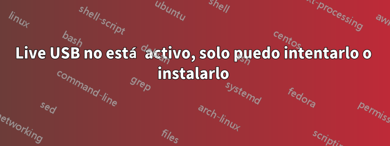 Live USB no está activo, solo puedo intentarlo o instalarlo