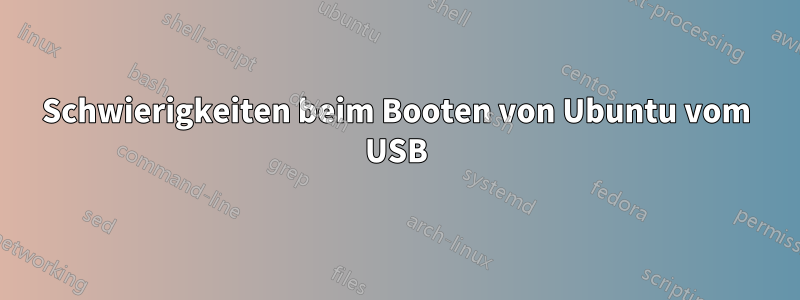 Schwierigkeiten beim Booten von Ubuntu vom USB