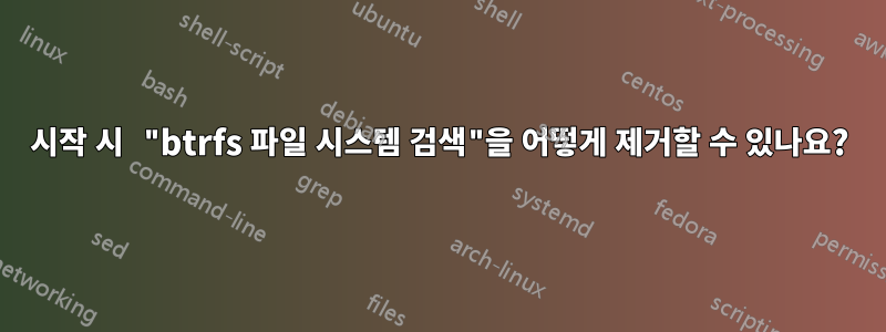 시작 시 "btrfs 파일 시스템 검색"을 어떻게 제거할 수 있나요?