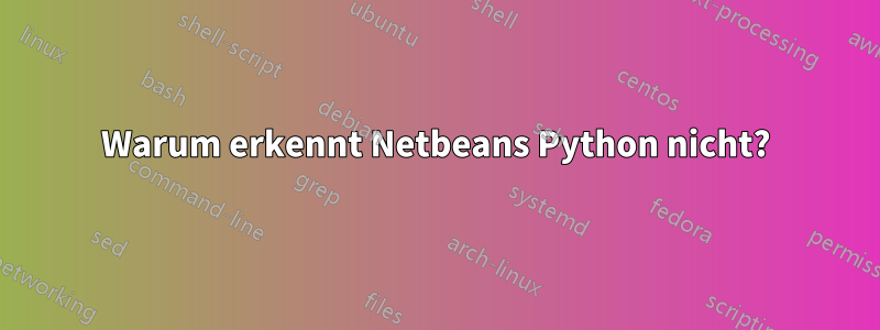 Warum erkennt Netbeans Python nicht?