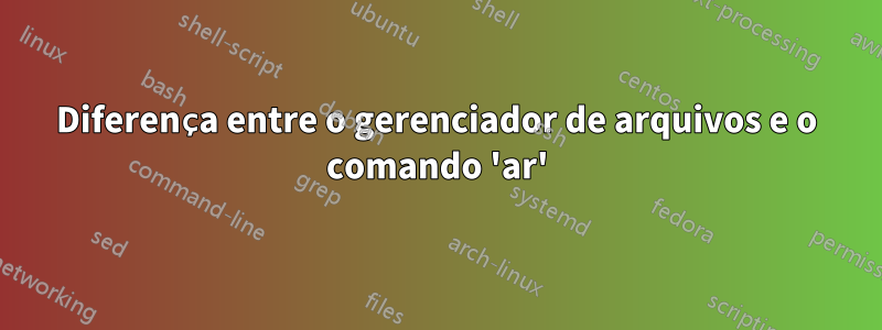 Diferença entre o gerenciador de arquivos e o comando 'ar'