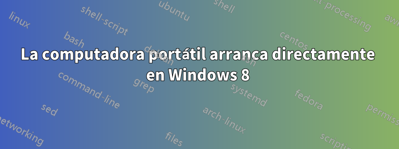 La computadora portátil arranca directamente en Windows 8