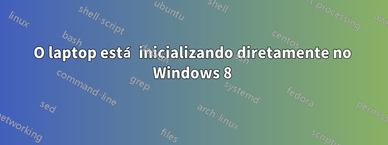 O laptop está inicializando diretamente no Windows 8