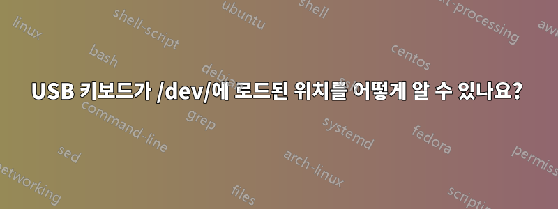 USB 키보드가 /dev/에 로드된 위치를 어떻게 알 수 있나요?