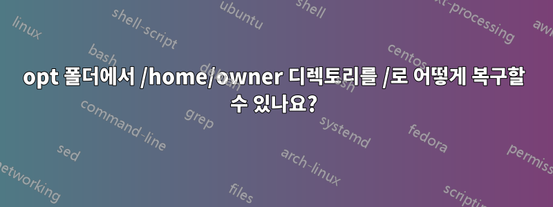 opt 폴더에서 /home/owner 디렉토리를 /로 어떻게 복구할 수 있나요?